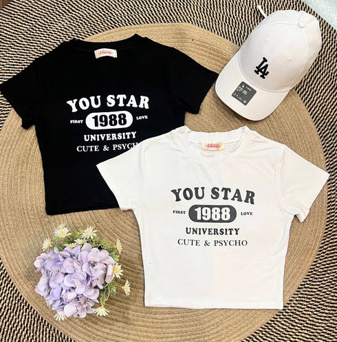 Ladies Basic Print Crop T-Shirts